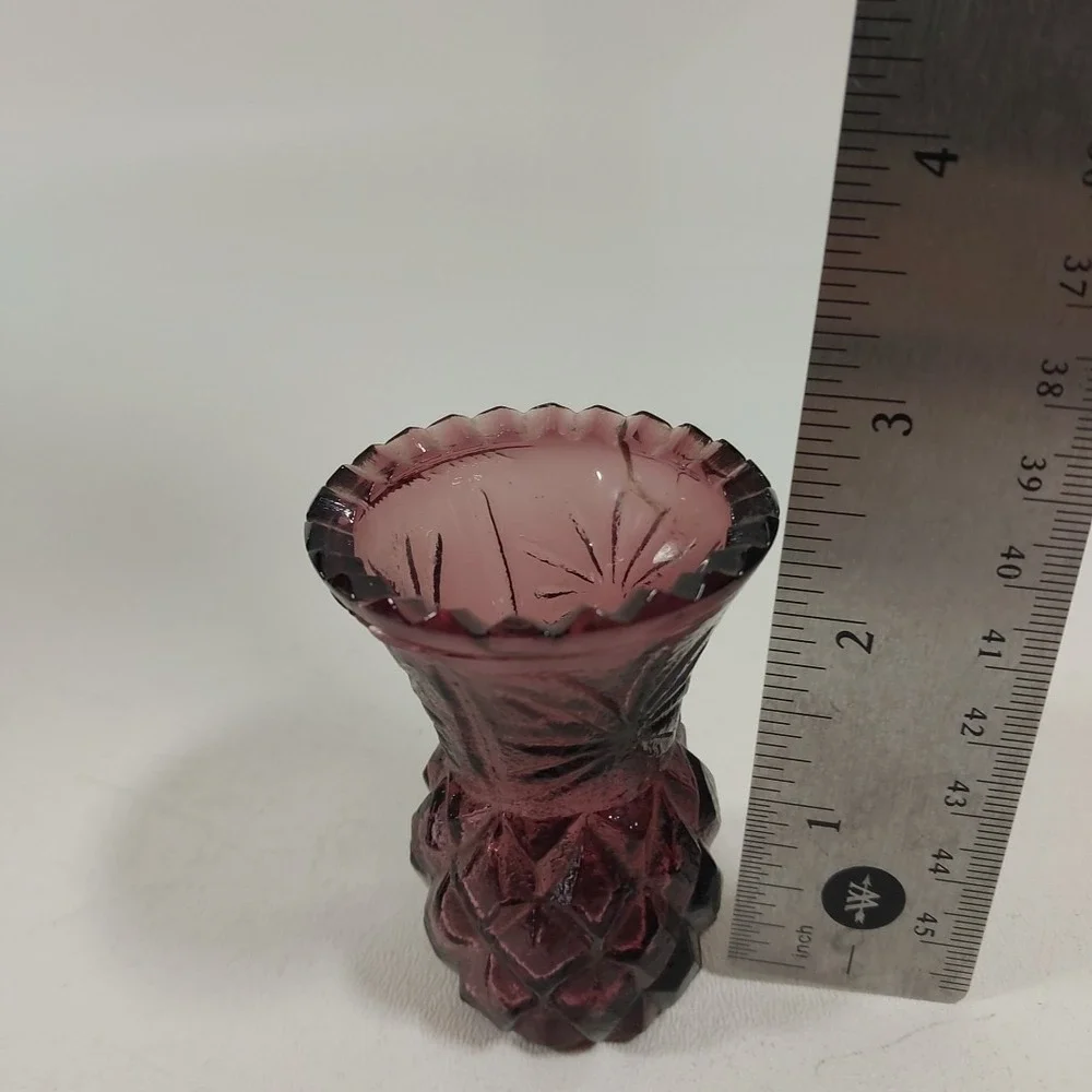 Vintage Purple Dark Amethyst Mini Bud Vase Toothpick Holder 2 1/4